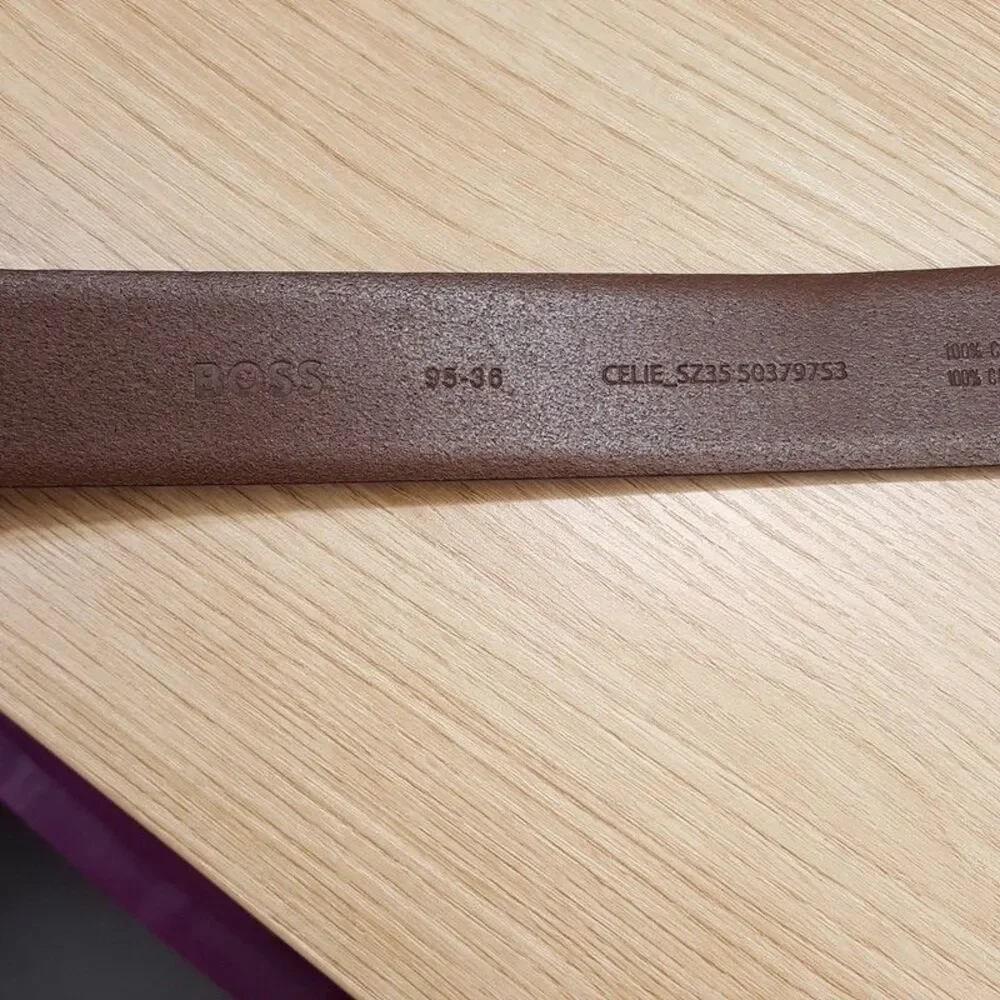 HUGO BOSS Belt Mens Size 36 Brown Leather CELIE